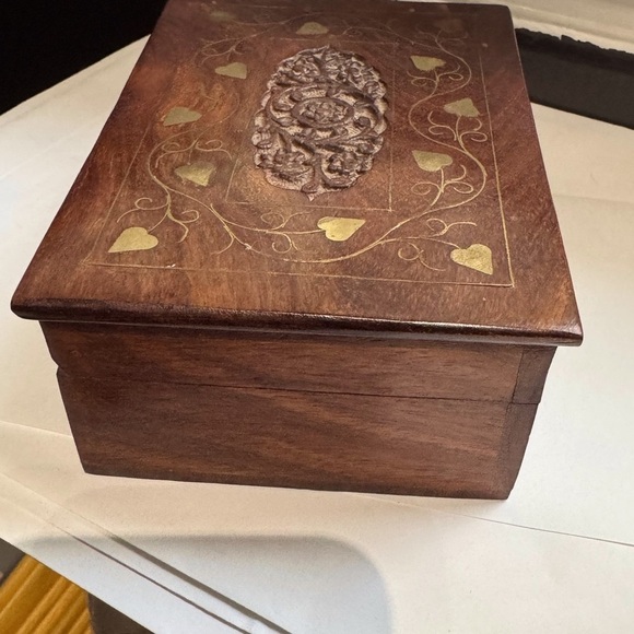 ✨Vintage Archana Crafts Hand Craved with Brass Inlay Jewellery or Trinket Box ✨ - Picture 8 of 16